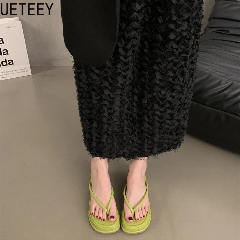 LBSFY  Summer Wedges Heel Women Flip Flop Fashion Clip Toe Slippers Shoes Beach Vacation Female Slides