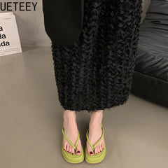 LBSFY  Summer Wedges Heel Women Flip Flop Fashion Clip Toe Slippers Shoes Beach Vacation Female Slides