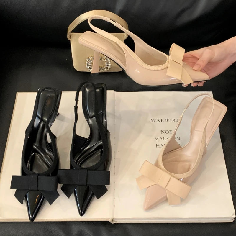 Lbsfy Butterfly-knot Sexy Pointed Toe High Heels Women Fashion Elegant Party Dress Shoes Brand Design Slingbacks Sandals Women Pumps
