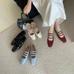 LBSFY  -  Spring New Women Flats Ladies Elegant Flat Mary Jane Shoes Fashion Round Toe Shallow Shoes Outdoor Dress Ballet Shoes M