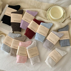 Lbsfy Warm Autumn Cashmere Thick Wool White Socks Women Winter Thicken Warm Harajuku Socks Cute Thermal Japanese Fashion Solid Color
