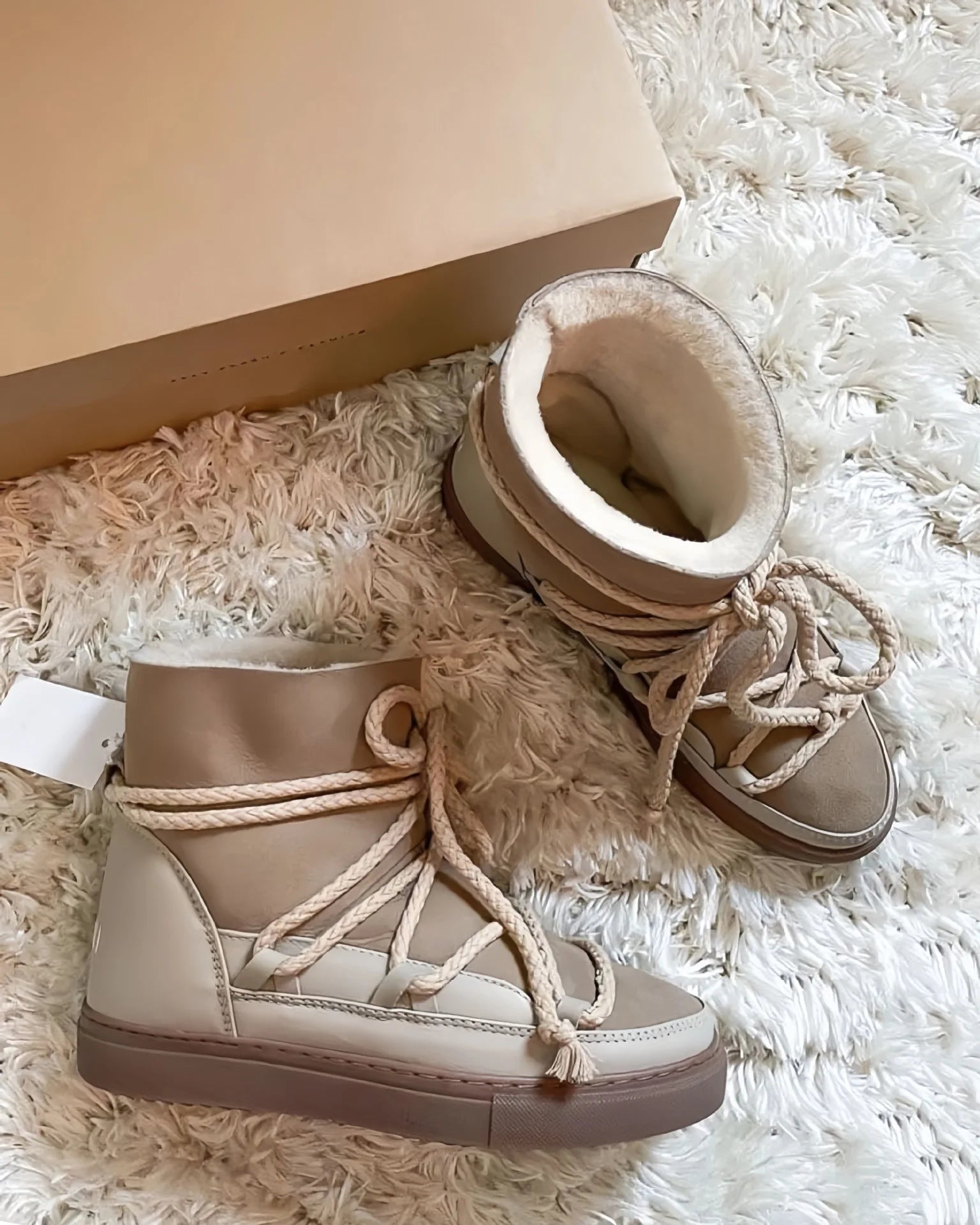 LBSFY  -  Autumn and Winter New Strap Design Western Boots Retro Niche Fur Integrated Strap Height Increasing Thick Soled Boots Trend