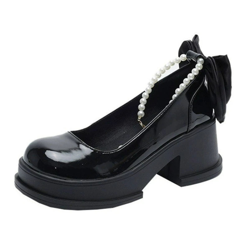 LBSFY -Women Thick Platform Mary Janes Lolita Shoes Party Pumps Summer 2024 New High Heels Sandals Bow Chain Mujer Shoes Oxford Zapatos
