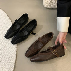LBSFY  -  Fashion Women Pumps Spring Autumn Elegant Mary Jane Shoes Square Liow Heels Outdoor Dress Ballerinas Ladies Shoes