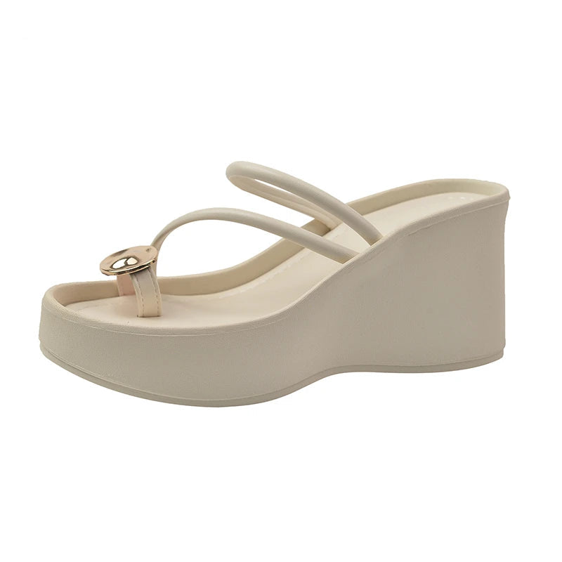 LBSFY - Summer Platform Wedges Heel Women Flip Flop Fashion Clip Toe Slippers Shoes Beach Vacation Female Slides