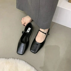 LBSFY - Spring New Brand Women Flats Fashion Square Toe Shallow Mary Jane Shoes Soft Casual Ballet Shoes Slingback Shoes