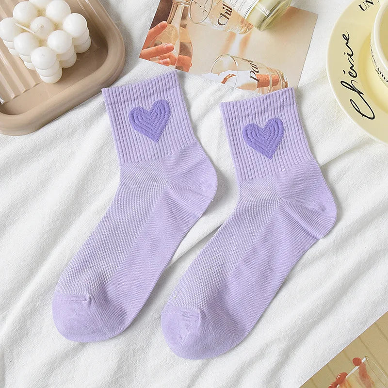 Lbsfy Women Summer Low Tube Socks Thin Female Breathable Mesh Cute Japanese Sweet Style Love College Short Cotton Girls Sports Socks
