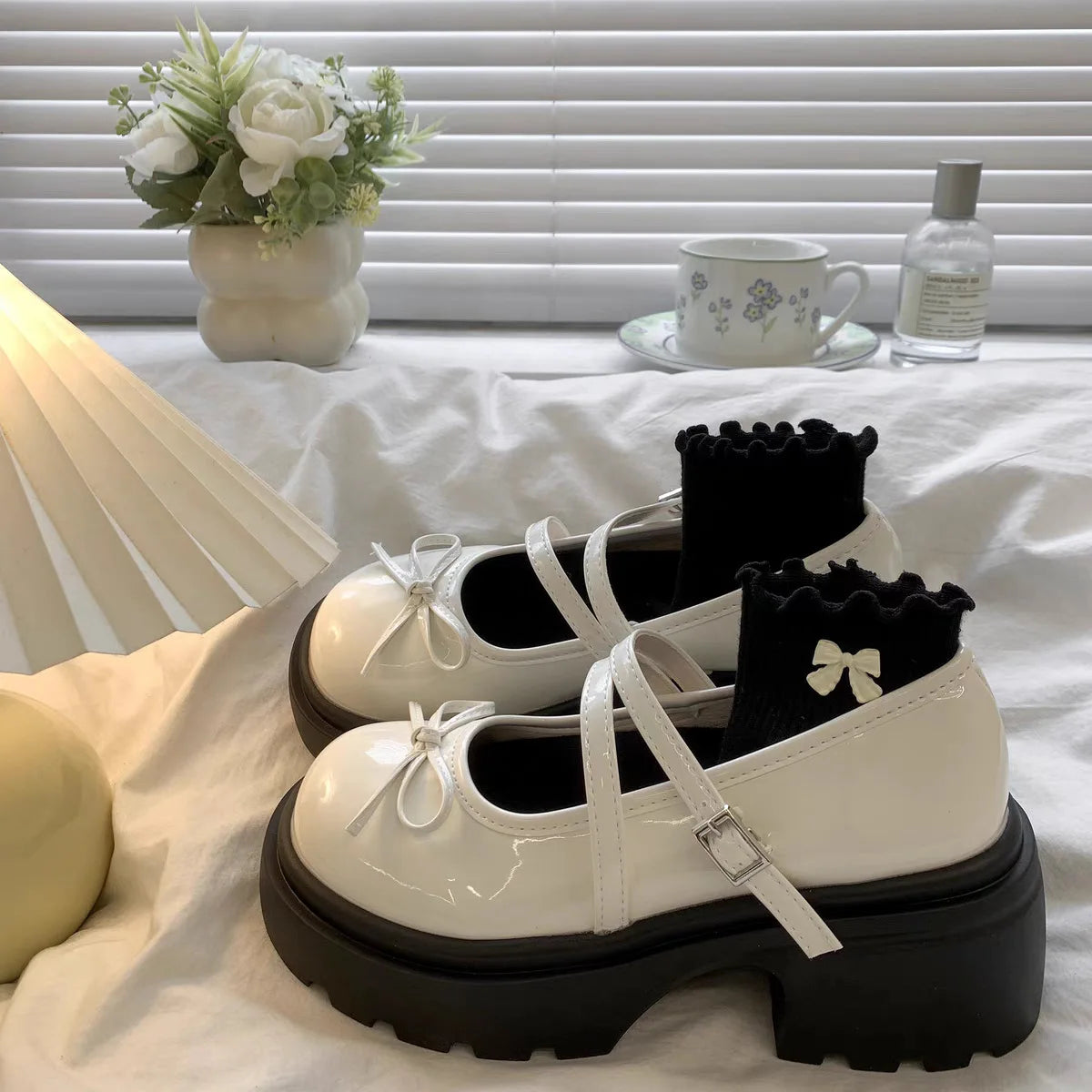 LBSFY -Chunky Platform High Heels Pumps Women Bowknot Shoes 2025 Autumn Leather Buckle Mary Jane Shoes Woman Thick Heeled Lolita Shoes