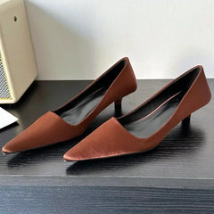 LBSFY  -  Sexy Pointed Toe Satin Low Heel Women Pumps Elegant High Heels 3cm Comfort Shallow Office Mules Shoe Dress Shoes Zapatos Mujer