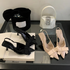 Lbsfy Butterfly-knot Sexy Pointed Toe High Heels Women Fashion Elegant Party Dress Shoes Brand Design Slingbacks Sandals Women Pumps