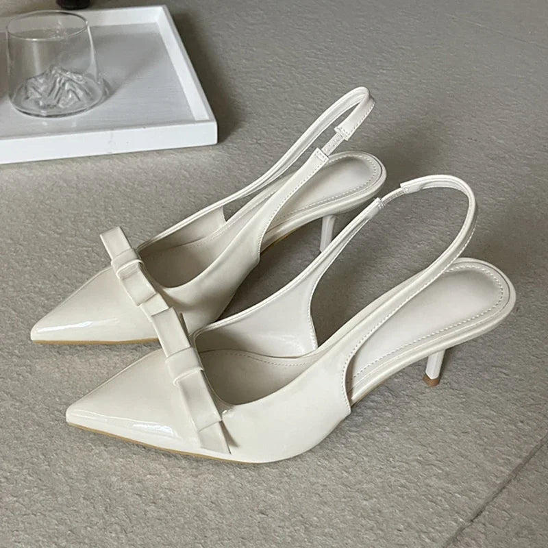 LBSFY  -  New Design Slingbacks Butterfly-knot Women Pumps Sexy Pointed Toe Thin Heels Stripper Party Shoes Large Size 35-43