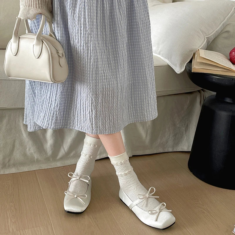 LBSFY  Spring Butterfly-knot Women Mary Jane Shoes Comfort Soft Sole Flats Ladies Casual Dress Ballerina Footwear