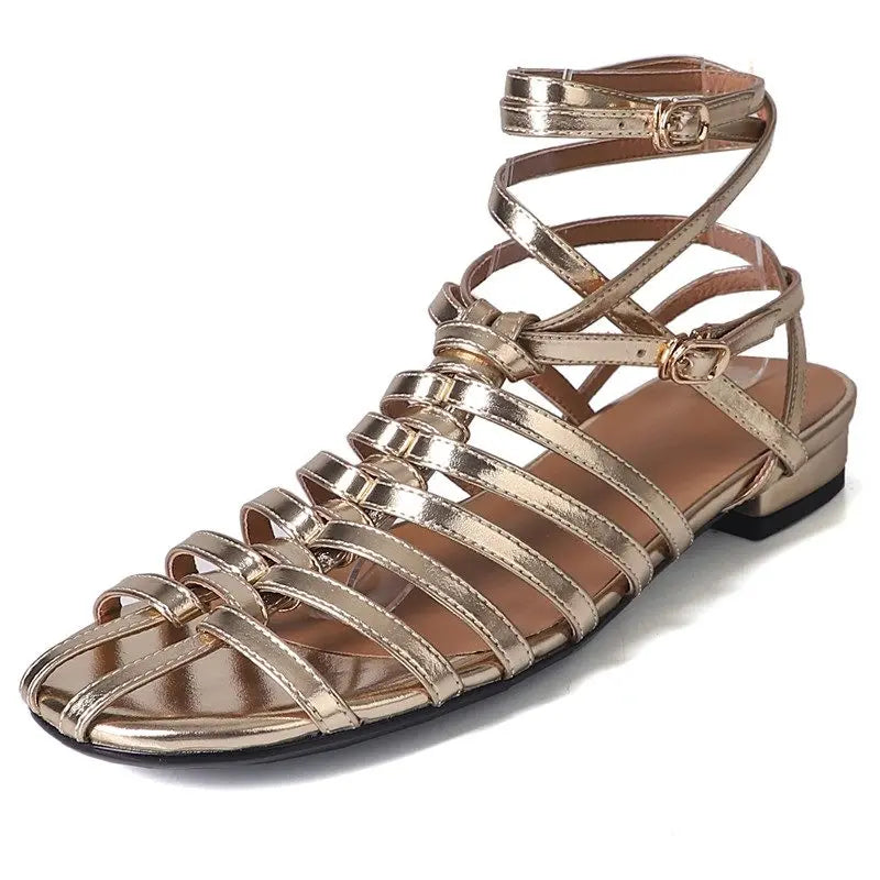 LBSFY  -  2024 New Handmade Glatordiator Women Sandals Faux Leather Cut-outs Hollow Summer Ladies Fashion Party Casual Shoes