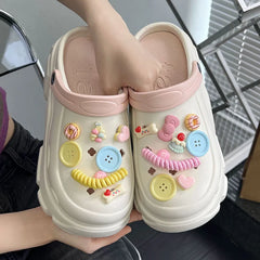 LBSFY  -  2024 New 8cm Thick Hole Shoes Cute Cartoon High Heels Anti Slip Slippers Garden Shoes Summer EVA Soft Sole Casual Beach Sandals