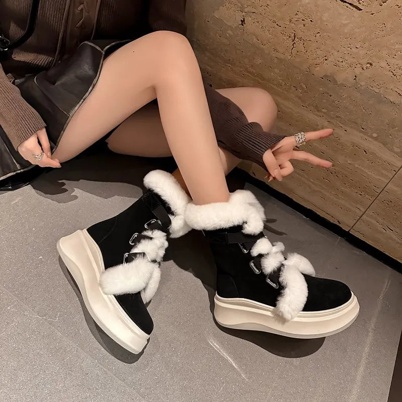 LBSFY  -   Snow Boots Women Thick Fur Warm Winter Boots Black Brown Platform Ankle Boots For Women Shoes