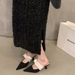 LBSFY  -  Summer Street Style Bowknot  Slippers Woman Fashion Pointed Toe Mules Shoes Sexy Party Prom Zapatos De Mujer