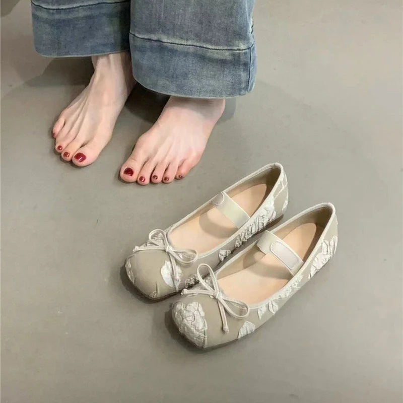 LBSFY  -  Butterfly-knot Women Ballet Flats Shoes Fashion Ladies Shallow Slip On Soft Sole Shoes 2024 New Women's Comfort Ballerina Shoes