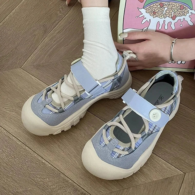 LBSFY -Ins Versatile Student Casual Sneakers Women's New Style Spring Autumn Ugly Shoe Board Shoes Polyester Sole Less Than 1cm He
