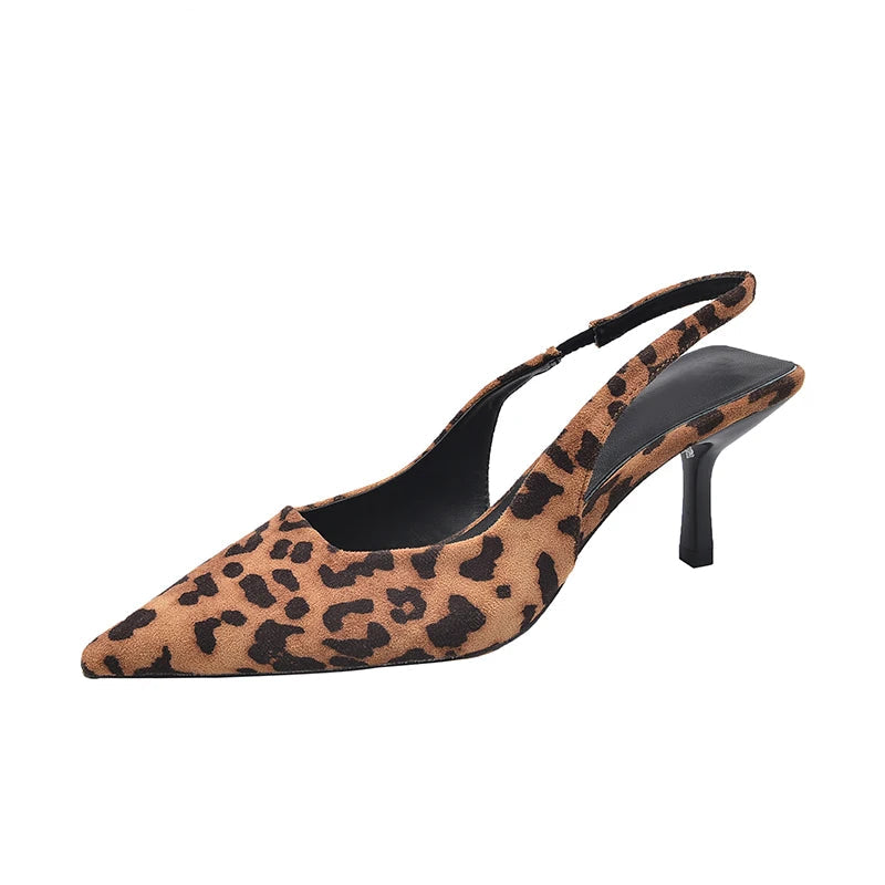 LBSFY  Summer Leopard Print Women Sandals Fashion Pointed Toe Singbacks Pumps Ladies Party Dress Female Shoes