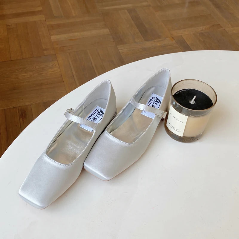 LBSFY  -   Women Flats Summer Women's Shoes Square Toes Shallow Flat Shoes Slip On Loafers High Quality Causal Outdoor Shoes