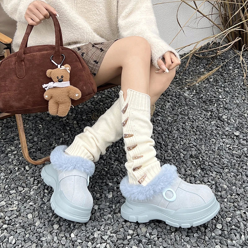 LBSFY  -  Faux Fur Warm Ankle Boots for Women Winter Faux Suede Soft Chunky Platform Snow Boots Woman Shallow Thick Sole Plush Short Botas