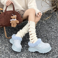LBSFY  -  Faux Fur Warm Ankle Boots for Women Winter Faux Suede Soft Chunky Platform Snow Boots Woman Shallow Thick Sole Plush Short Botas