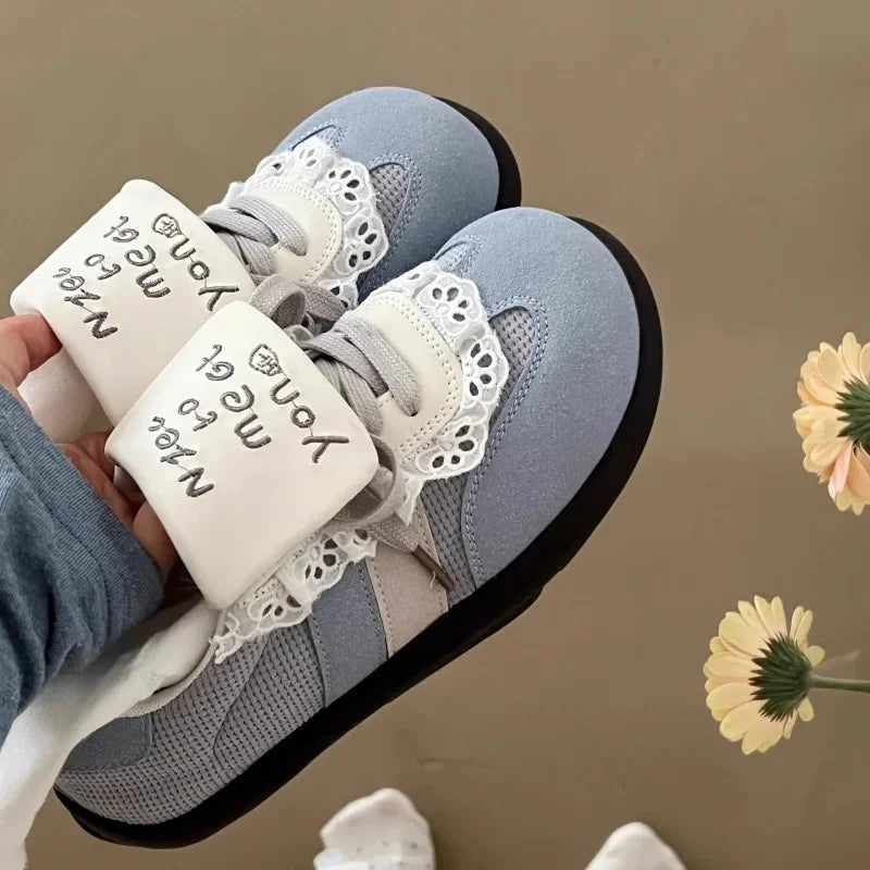 LBSFY -Cute Doughnut Shaped Women's Sneakers Retro Style Versatile Student Sports Casual Board Shoes Comfortable Polyurethane Insoles