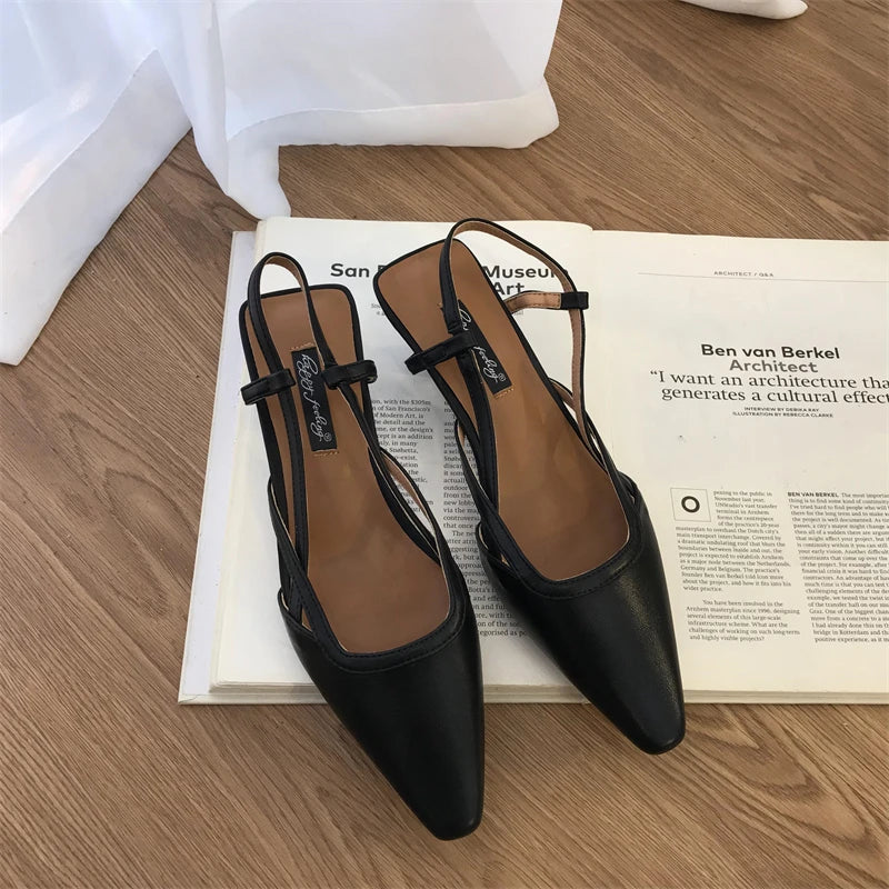 LBSFY -Women Flats Heel Slingback Sandals Slip On Shallow Mules Shoes Pointed Toe Female Office Lady Work Shoes Mujer