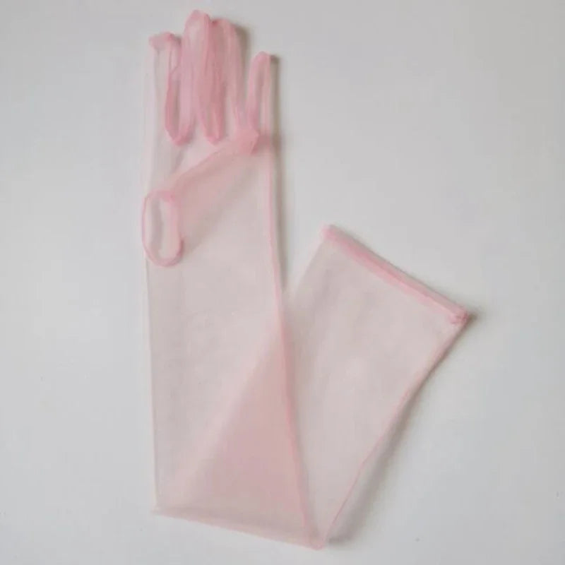 Lbsfy New Gloves for Women Dress 55cm Sheer Mesh Gloves Sexy Thin Elbow Long Gloves Wedding Accessory Anti-UV Cycling Driving Mittens