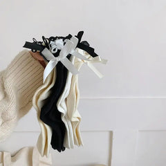 Lbsfy Bow Socks Women Cute Kawaii Mid-tube Frilly Black White Harajuku Lolita Princess Girl Gift Ruffle Sock Ladies Calcetines Mujer