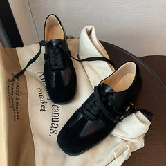 LBSFY  -  Fashion Women's Shoes New Suede Spliced Lace up Casual Flat Shoes Sports Style Daily Lightweight Shoes
