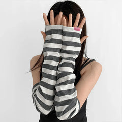 Lbsfy Women Striped Sunscreen Sleeve Summer Driving Riding Oversleeve Punk Gothic Fashion Loose Arm Warmer Outdoor Cuff Sleeve