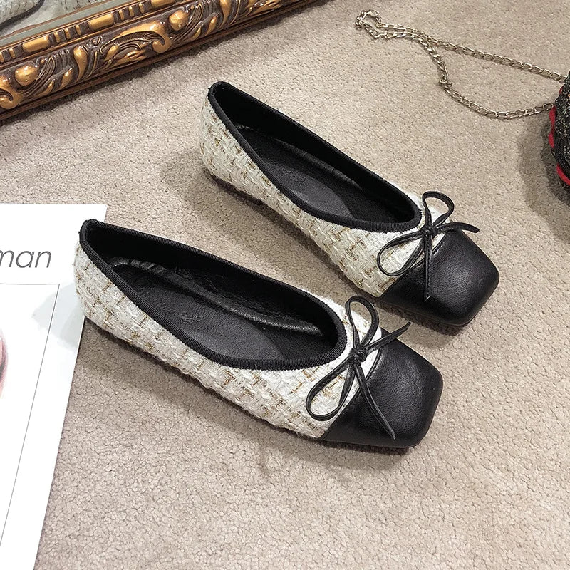 LBSFY  -  Plus Size 44 Ballerina Flats Round Toe Shoes Woman Tweed Comfortable Slip on Flat Shoes Ladies Maternity Shoes Zapatos Loafers