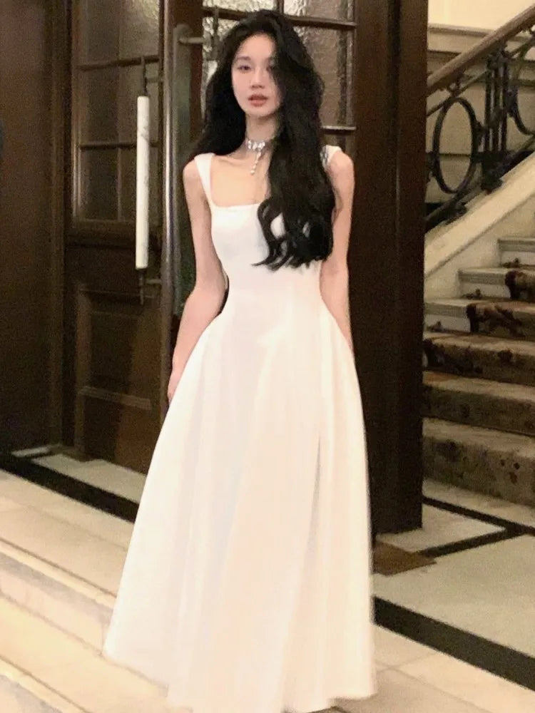 LBSFY -Vintage Elegant Korean Woman Party Midi Dresses 2025 Casual Summer Sleeveless Y2K Evening Birthday Dress A-line Vestidos New