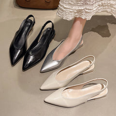 LBSFY -Summer New Women High Heel Sandals Fashion Pointed Toe Shallow Slip on Ladies Elegant Slingback Shoes Thin Med Heel Dress Mules