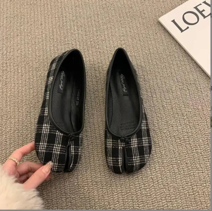 LBSFY  -Split toe flats ballet shoes woman slip on loafers soft bottom moccasins silver flat ballerina single tabi ninja women shoes