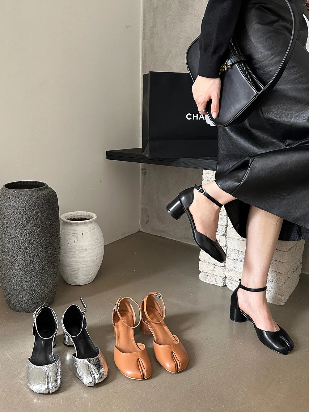 LBSFY  - Clip Toe Women Sandals Fashion Dress Shoes Silver Brown Black Summer Pumps 2024 New Arrivals Round Toe Party Pumps Ankle Strap