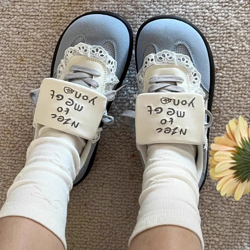LBSFY -Cute Doughnut Shaped Women's Sneakers Retro Style Versatile Student Sports Casual Board Shoes Comfortable Polyurethane Insoles