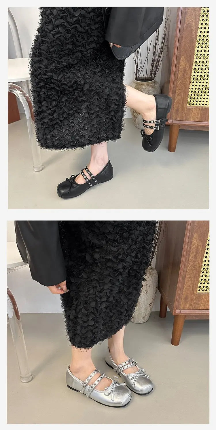 LBSFY -2025 Hot Selling Square Toe Butterfly-knot Women Mary Jane Shoes Ladies Soft Sole Dress Flats Casual Street Style Ballet Shoes