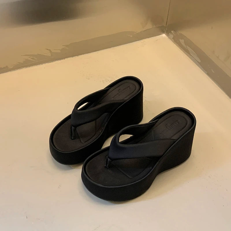 LBSFY  Summer Flip Flop Clip Toe Platform Wedges Heel Women Slippers Shoes Beach Vacation Ladies Slides Shoes
