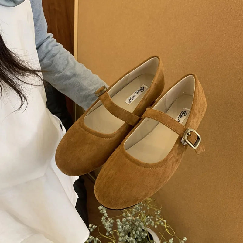 LBSFY  -Spring Brand Women Flats Soft Leather Eelgant Dress Shoes  Round Toe Shallow Slip On Ladies Casual Ballet Shoes Mu