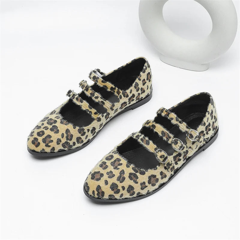 LBSFY  -   Women Ballet Flats Leopard Print Shoes Round Toe Plus Size 43 Ballerinas Zapatos Mujer