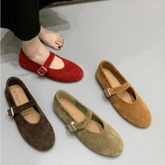 LBSFY -Autumn Fashion Flat Ballet Shoes Women Shallow Ballet Leather Round Toe Female Ballerina Soft Moccasin Mary Janes Shoes