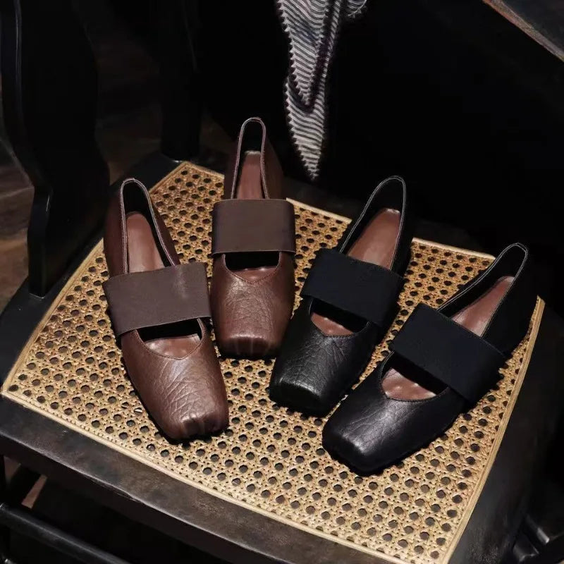 LBSFY -New Style Women's Retro Thick Heel Women Shoes Mary Jane Loafers Luxury Pumps Genuine Leather Sewn Square Heel Single Shoes