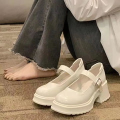 LBSFY -Women Mary Jane Shoes Ladies Concise Outdoor Pumps Spring Autumn Cute Single Shoe Women Dress Leather Lolita Shoes Women Loafers