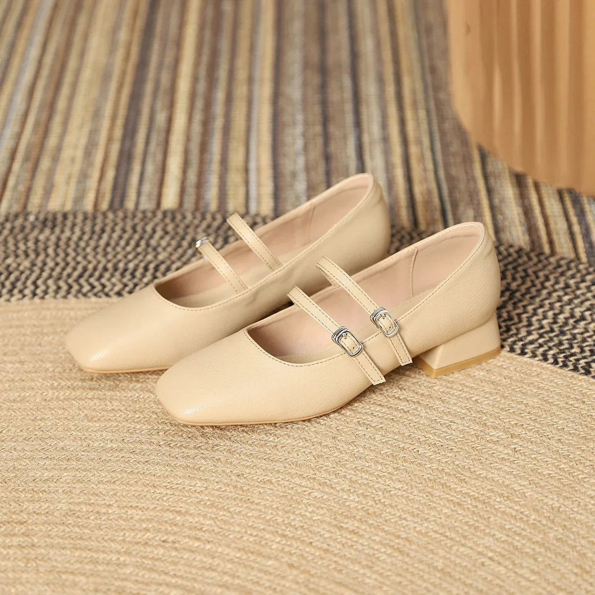 LBSFY  -  Mary Jane Shoes for Women Spring New Shallow Thick Heeled Single Shoes Soft and Comfortable Ballet Wedding Shoes Zapatos Mujer