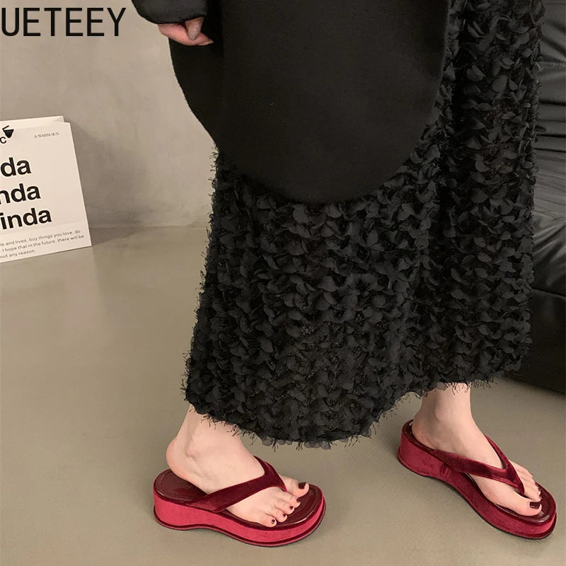 LBSFY  Summer Wedges Heel Women Flip Flop Fashion Clip Toe Slippers Shoes Beach Vacation Female Slides