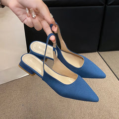 LBSFY -Summer Women's New Sexy Pointed Retro Solid Color High Heels PU Leather Outdoor Banquet Party Women's Sandals Large Size