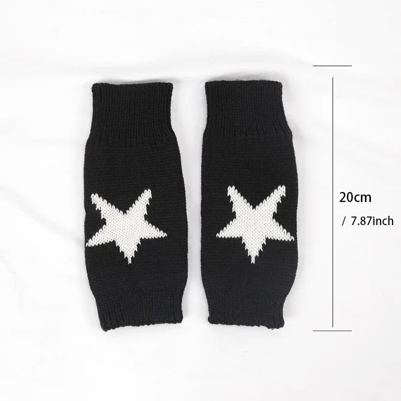 Lbsfy Knitted Half Finger Gloves Women's Warm Soft Winter Mittens for Girl Guantes Y2K Sleeve Girls Lolita Goth Fingerless Gloves