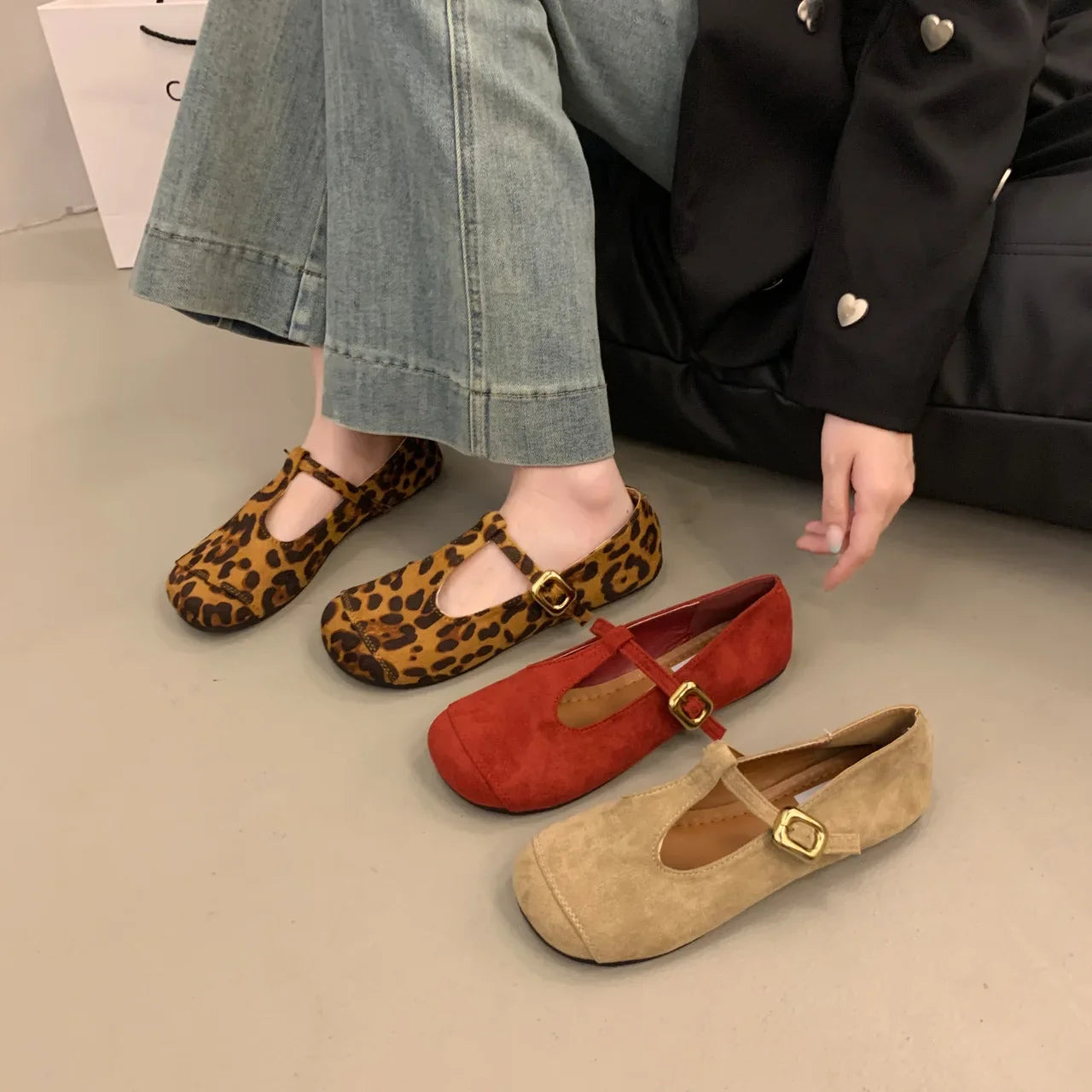 LBSFY  -  Leopard Women Shoes Flats Mary Jane Walking Casual Spring Fashion Woman Dress Buckle Retro Single Shoes Zapatillas De Muje